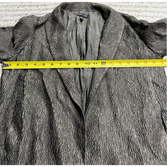 Eileen Fisher Blazer Silk Textured Jacket Womens Sz XS Pewter Open Front Crinkle - Picture 5 of 11